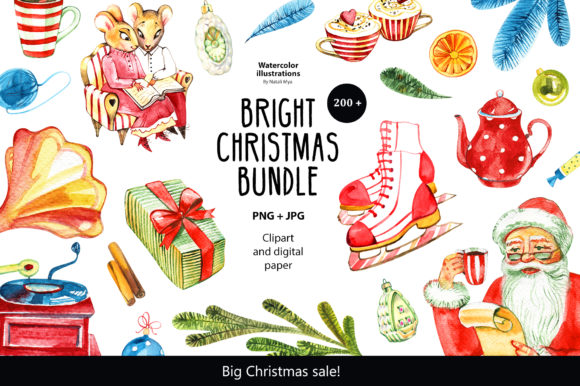 Download Watercolor Christmas Bundle&nbsp; - Watercolor christmas bundle Collection