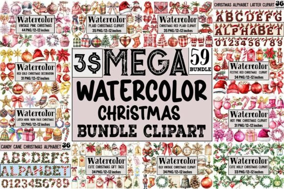 Download Mega Watercolor Christmas Bundle - Watercolor christmas bundle Collection