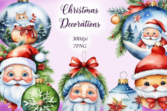 Download Watercolor Christmas Decorations Clipart - Christmas decorations Collection