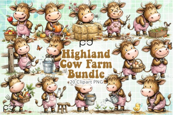 Download Highland Cow Farm Bundle Graphics - Farm bundle Collection