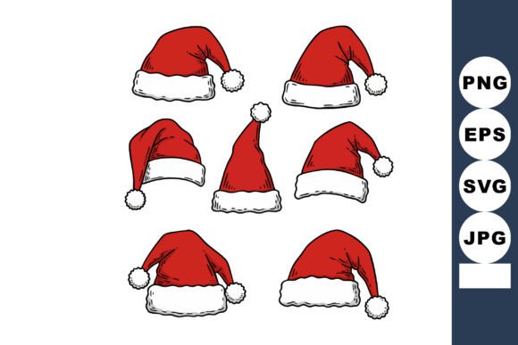 Download Santa Claus Hats Collection in Red and W - Premium Resources