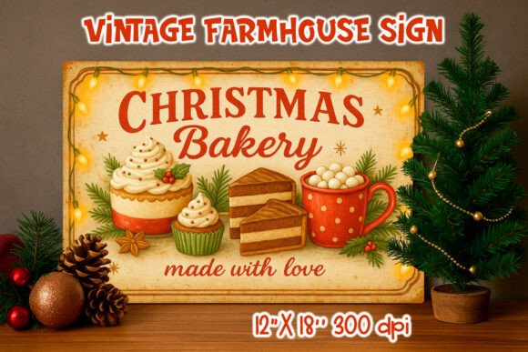 Download Vintage Christmas Farmhouse Sign PNG - Premium Resources